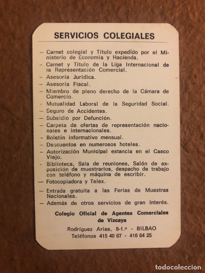 Sammeln von Kalendern: COLEGIO OFICIAL DE AGENTES COMERCIALES DE VIZCAYA. CALENDARIO PUBLICITARIO DEL A&Ntilde;O 1984.