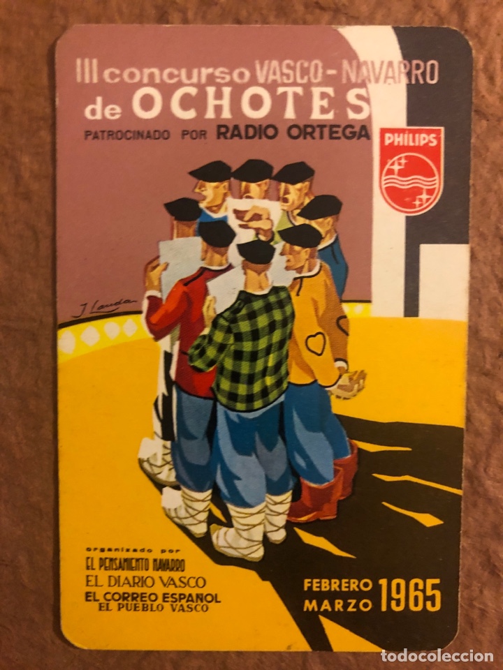Sammeln von Kalendern: III CONCURSO VASCO-NAVARRO DE OCHOTES. CALENDARIO PROMOCIONAL DE 1965. RADIO ORTEGA - PHILLIPS -