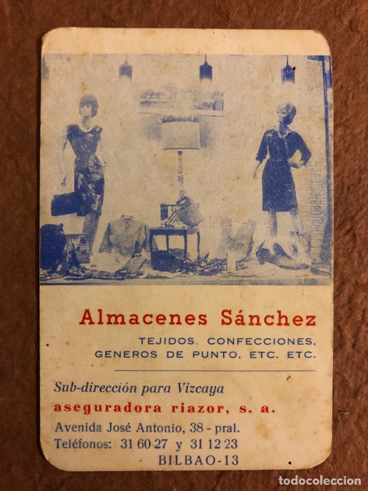 Sammeln von Kalendern: ALMACENES S&Aacute;NCHEZ (BILBAO). CALENDARIO PUBLICITARIO DEL A&Ntilde;O 1966. 6,7!x 10 Cms.