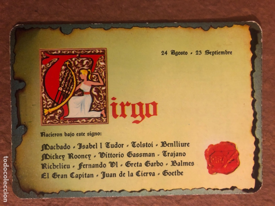 Coleccionismo calendarios: VIRGO. - GARAJE ZORROZA. CALENDARIO PUBLICITARIO DEL A&Ntilde;O 1973. 6,7 x 9,8 Cms.