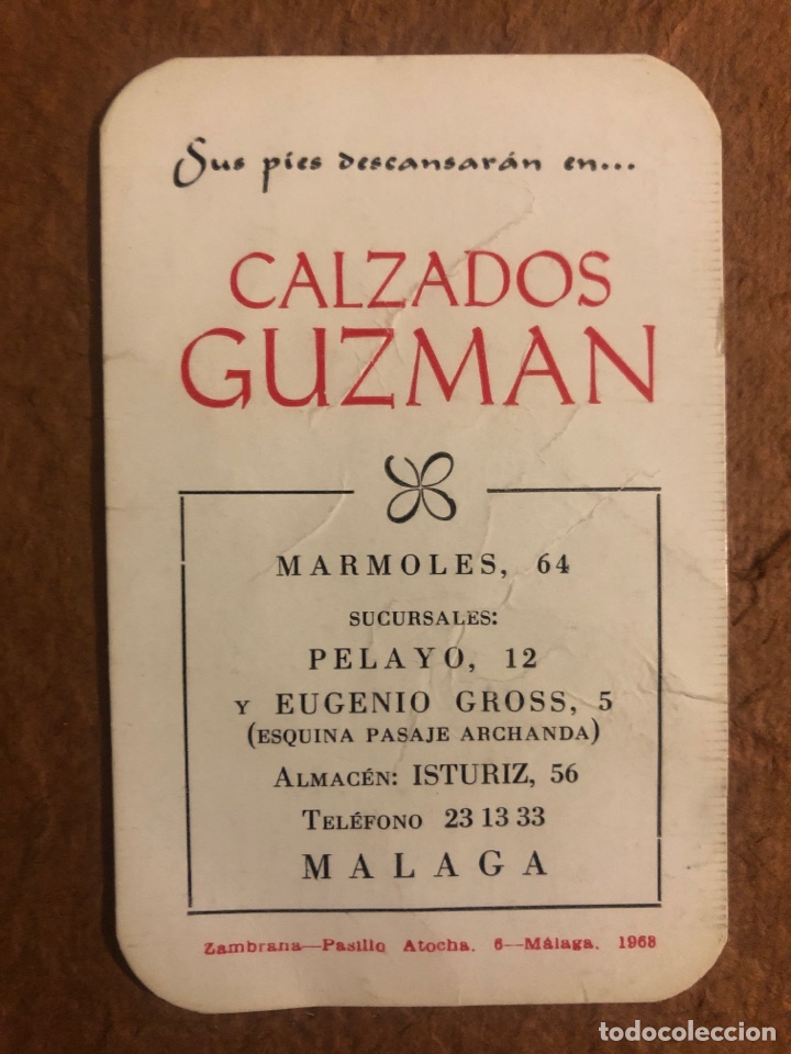 Sammeln von Kalendern: CALZADOS GUZM&Aacute;N (M&Aacute;LAGA). CALENDARIO PUBLICITARIO DEL A&Ntilde;O 1969. 6,5 x 10 Cms.