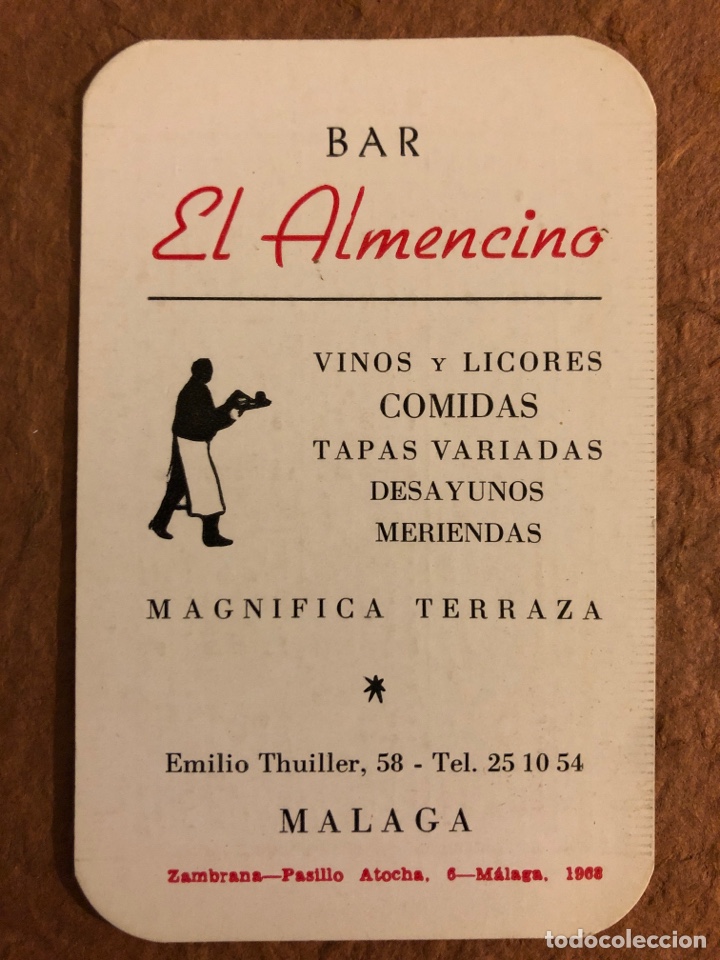 Colecionismo Calend&aacute;rios: BAR EL AMENCINO (M&Aacute;LAGA). CALENDARIO PUBLICITARIO DEL A&Ntilde;O 1969. 6,5 x 10 Cms.