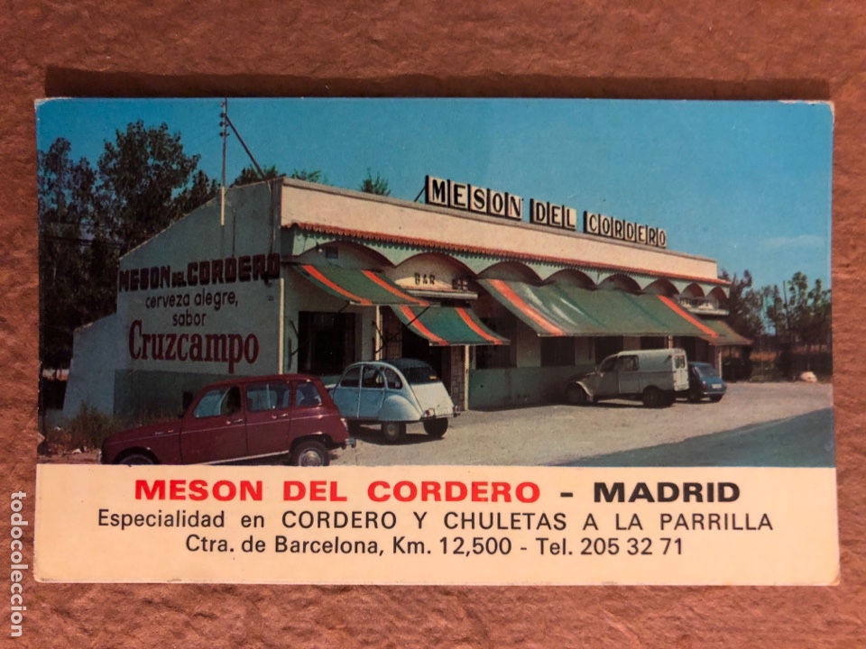Collezionismo Calendari: MES&Oacute;N DEL CORDERO (MADRID). CALENDARIO PUBLICITARIO DEL A&Ntilde;O 1972. 6 x 10 Cms.