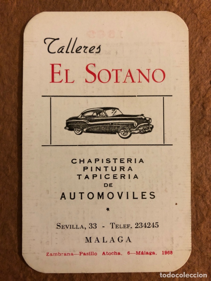 Collectables Calendars: TALLERES EL S&Oacute;TANO (M&Aacute;LAGA). CALENDARIO PUBLICITARIO DEL A&Ntilde;O 1969. 6,5 x 10 Cms.