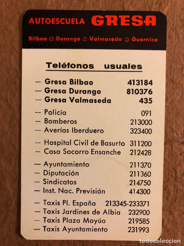 Collezionismo Calendari: AUTOESCUELA GRESA (VIZCAYA). CALENDARIO PUBLICITARIO DEL A&Ntilde;O 1968. 6 x 9,7 Cms.