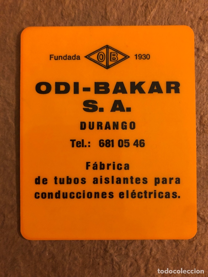 Collectionnisme Calendriers: ODI-BAKAR (DURANGO). CALENDARIO PUBLICITARIO DEL A&Ntilde;O 1975. PLASTIFICADO. 6,5 x 8 Cms.