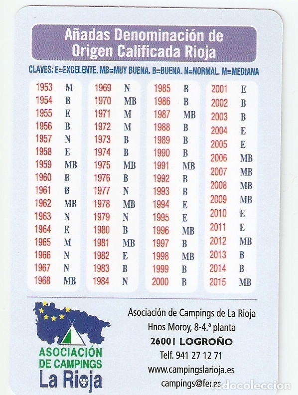 Collectables Calendars: CALENDARIO ASOC. CAMPINGS LA RIOJA 2017