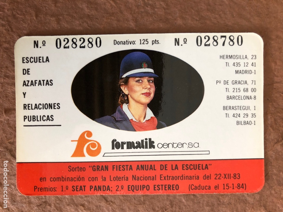 Sammeln von Kalendern: ESCUELA DE AZAFATAS Y RELACIONES P&Uacute;BLICAS FORMATIK CENTER. CALENDARIO DE 1984.