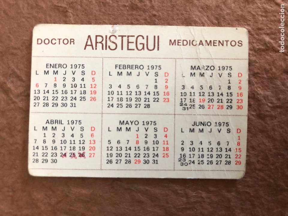 Collectables Calendars: DOCTOR ARISTEGUI MEDICAMENTOS. CALENDARIO PUBLICITARIO DEL A&Ntilde;O 1975. 4,2 x 6 Cms.