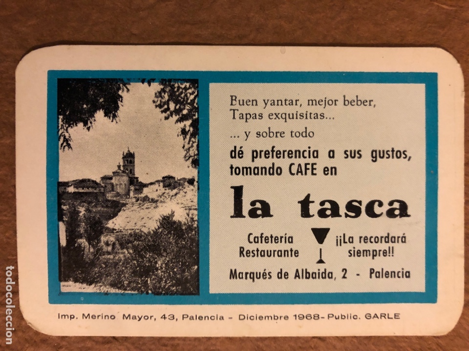 Coleccionismo calendarios: CAFETER&Iacute;A RESTAURANTE LA TASCA (PALENCIA). CALENDARIO PUBLICITARIO DE 1968. 6,5 x 10 Cms.