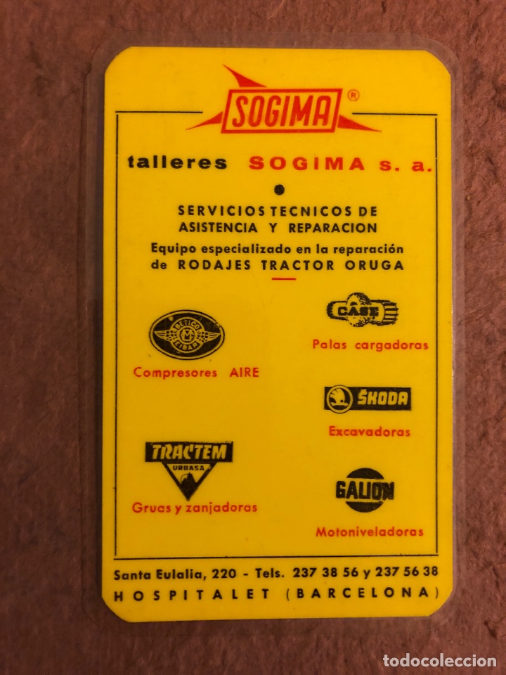 Colecionismo Calend&aacute;rios: TALLERES SOGIMA (HOSPITALET BARCELONA). CALENDARIO PUBLICITARIO DE 1966. PLASTIFICADO.