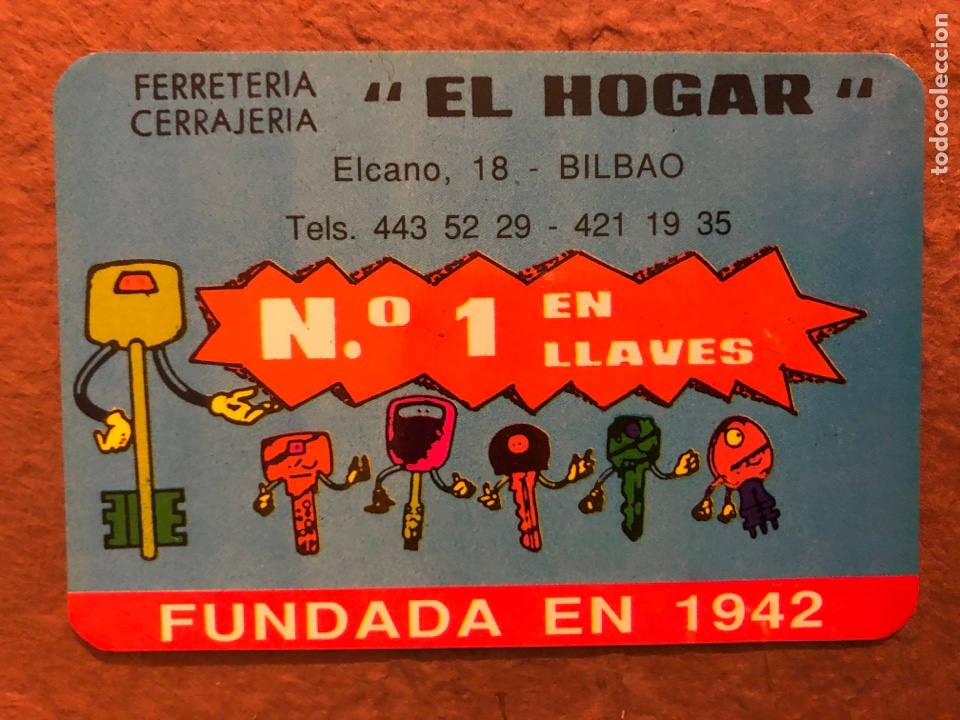Colecionismo Calend&aacute;rios: FERRETER&Iacute;A CERRAJER&Iacute;A EL HOGAR (BILBAO). CALENDARIO PUBLICITARIO DE 1993. 6,5 x 9,5 Cms.