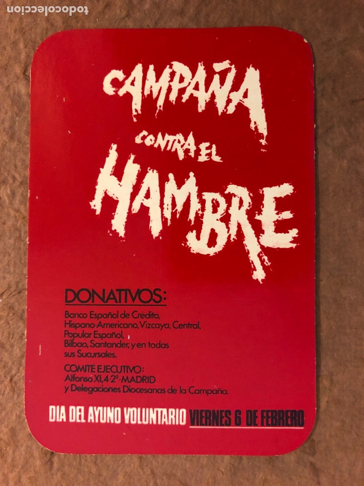 Collezionismo Calendari: CAMPA&Ntilde;A CONTRA EL HAMBRE, D&Iacute;A DEL AYUNO VOLUNTARIO. CALENDARIO DEL A&Ntilde;O 1976. 6,7 x 9,7 Cms.