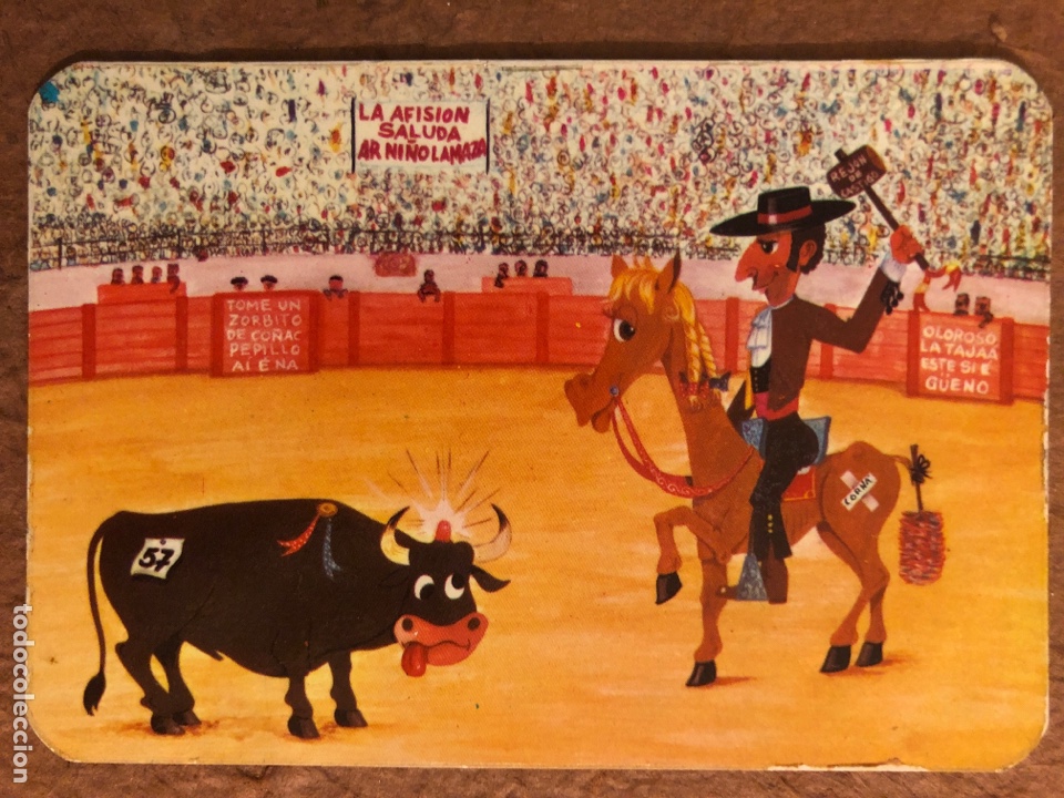 Colecionismo Calend&aacute;rios: PE&Ntilde;A TAURINA (SANTURCE - VIZCAYA). CALENDARIO PUBLICITARIO DE 1975. DIBUJO TAURINO. 6,7 x 9,7 Cms.