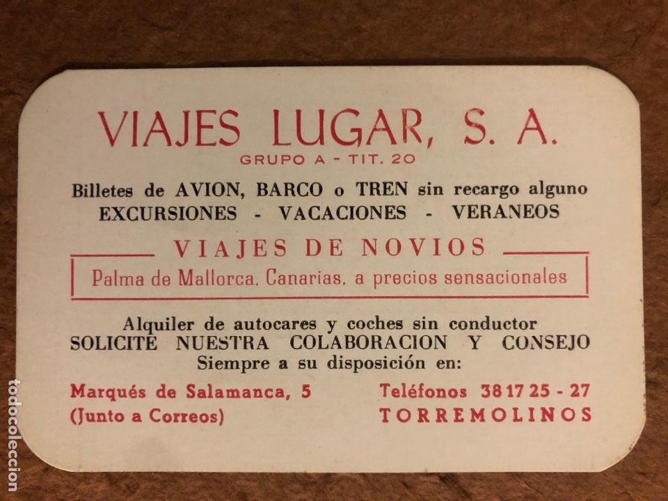 Collectionnisme Calendriers: VIAJES LUGAR, S.A. (TORREMOLINOS). CALENDARIO PUBLICITARIO DEL A&Ntilde;O 1971. 6,4 x 9,8 Cms.