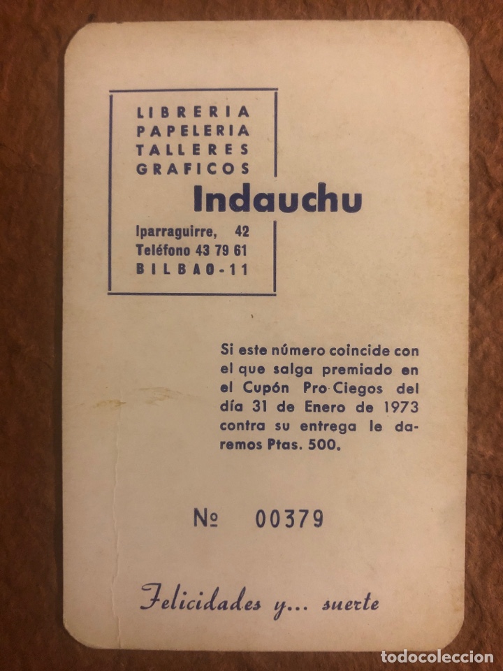Collezionismo Calendari: INDAUCHU LIBRER&Iacute;A PAPELER&Iacute;A TALLERES GR&Aacute;FICOS. CALENDARIO PUBLICITARIO DE 1973. 6,5 x 10 Cms.