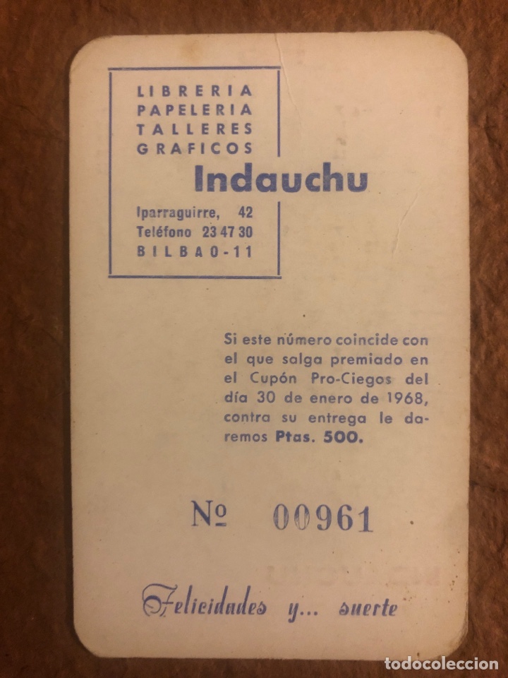Collectables Calendars: INDAUCHU LIBRER&Iacute;A PAPELER&Iacute;A TALLERES GR&Aacute;FICOS. CALENDARIO PUBLICITARIO DE 1968. 6,5 x 10 Cms.