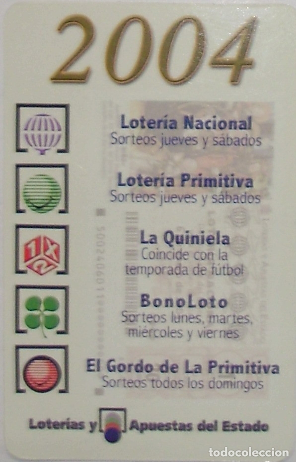 Colecionismo Calend&aacute;rios: CALENDARIO LOTERIA NACIONAL 2004