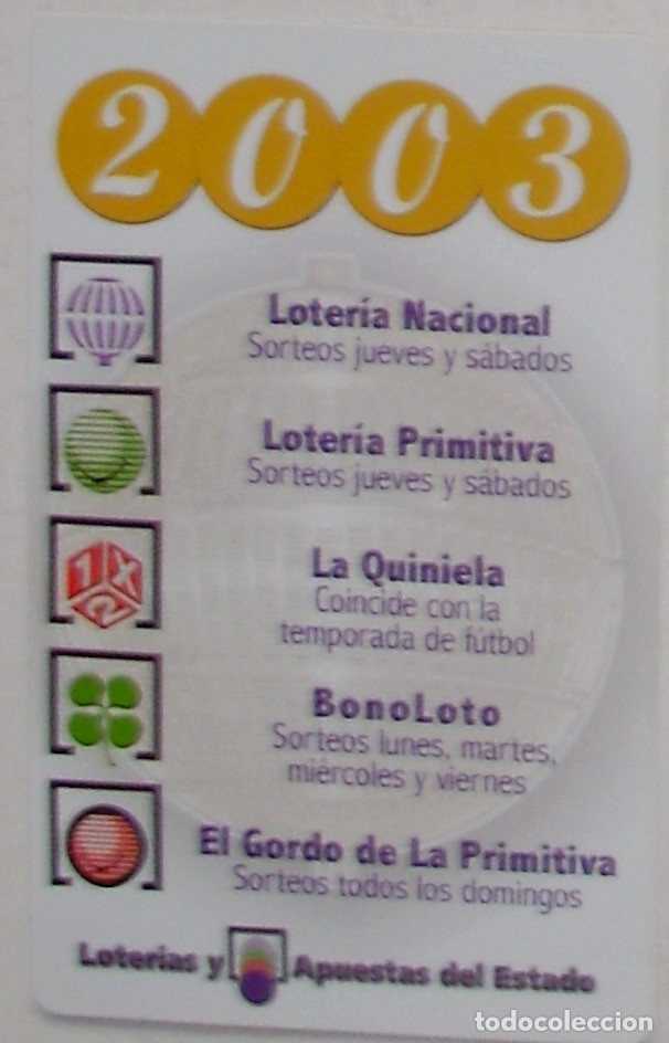 Sammeln von Kalendern: CALENDARIO LOTERIA NACIONAL 2003
