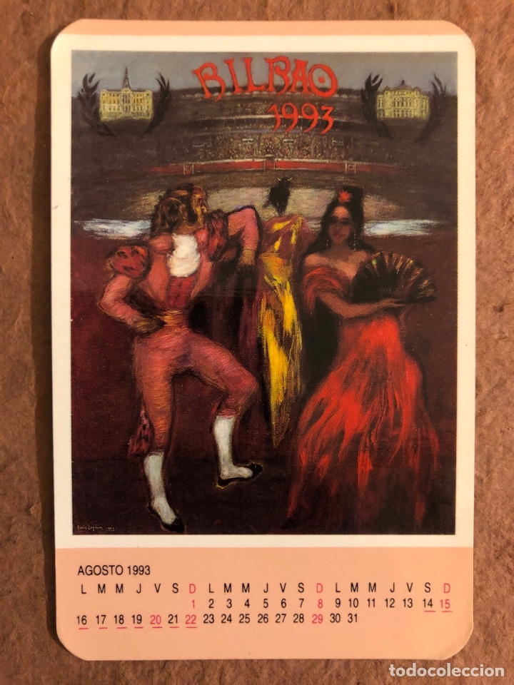 Colecionismo Calend&aacute;rios: CALENDARIO CORRIDAS GENERALES SEMANA GRANDE DE BILBAO DE 1993, PLAZA DE TOROS DE VISTA ALEGRE