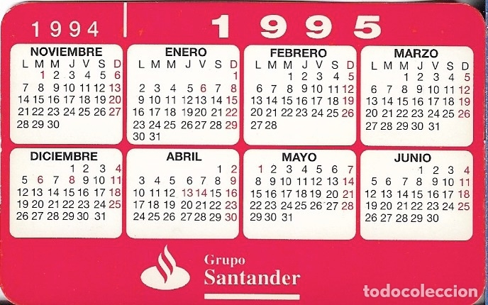 Calendario 1995 Banco Santander - Bancos - Vendido En Venta Directa ...