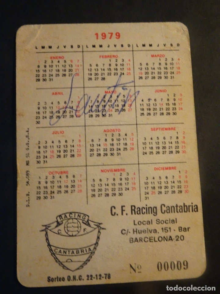 Coleccionismo calendarios: ANTIGUO CALENDARIO PUBLICIDAD RACING DE CANTABRIA CLUB DE F&Uacute;TBOL, 1979, VER FOTOS