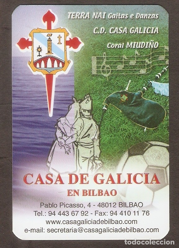 Collectables Calendars: CALENDARIO DE BOLSILLO A&Ntilde;O 2005 CASA DE GALICIA EN BILBAO - VER FOTO DE REVERSO