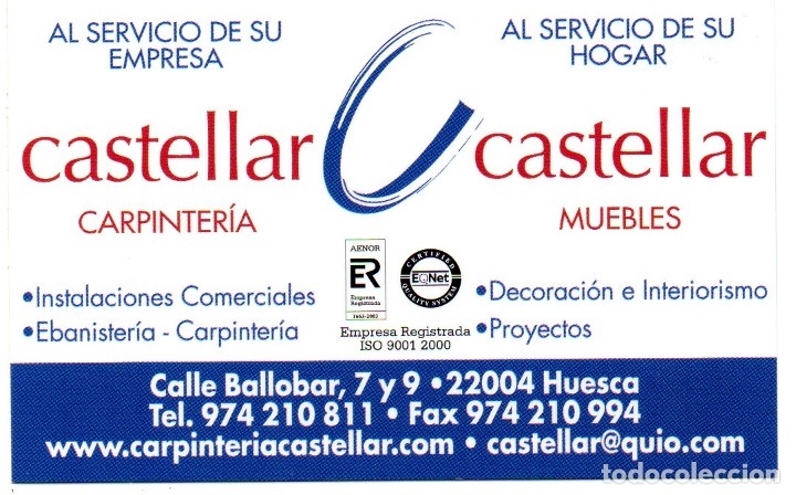 Coleccionismo Calendarios: Calendario de Publicidad 2005 - CASTELLAR - CARPINTER&Iacute;A