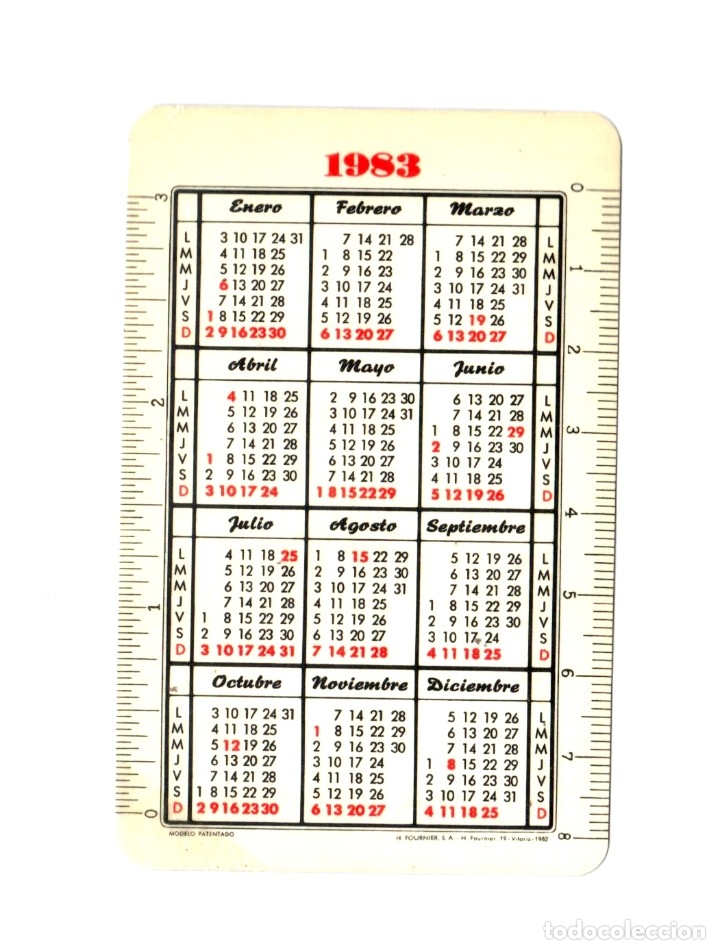 calendario fournier. 1983. pegamento imedio Comprar Calendarios