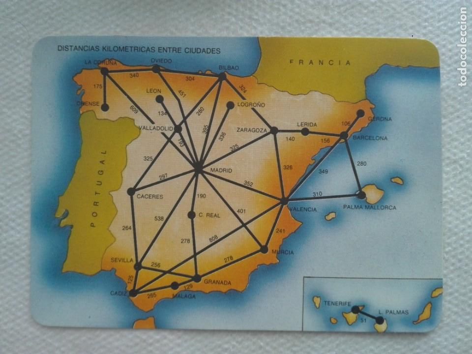 Collectionnisme Calendriers: CALENDARIO BOLSILLO 1992 - BO 5680 - DISTANCIA KILOMETRICA ENTRE CIUDADES - MAPA ESPA&Ntilde;A