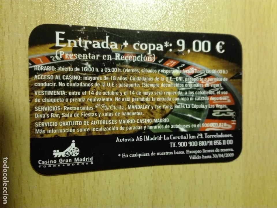 Collectionnisme Calendriers: calendario bolsillo 2009 - CASINO GRAN MADRID TORRELODONES / RADIOTELEFONO-TAXI - JUEGOS AUTOMOVIL
