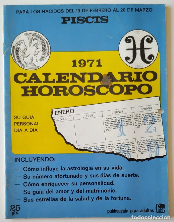 Colecionismo Calend&aacute;rios: CALENDARIO HOR&Oacute;SCOPO 1971 Piscis Publicaci&oacute;n para adultos FHER