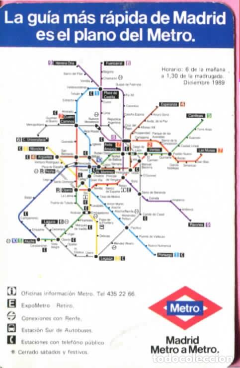 Coleccionismo calendarios: CALENDARIO MADRID FOURNIER METRO A METRO A&Ntilde;O 1990
