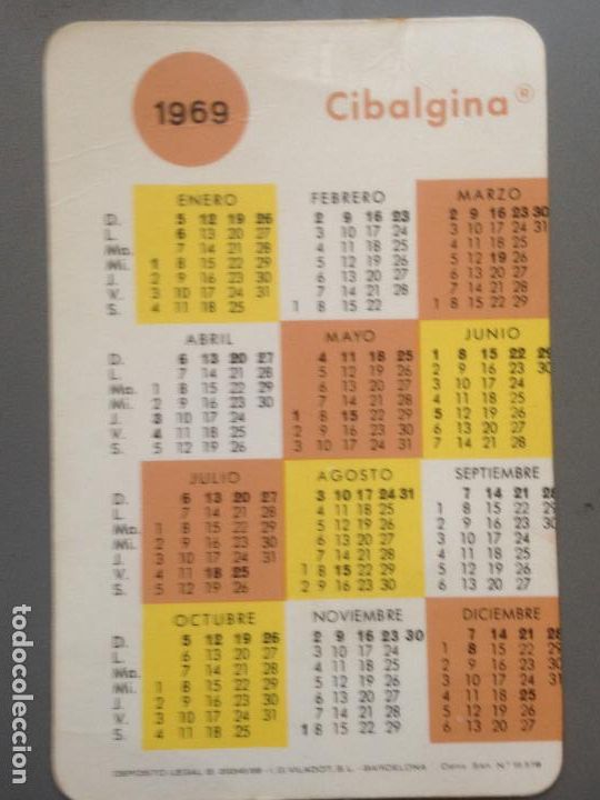 Collectables Calendars: CIBALGINA CALENDARIO 1969-1970