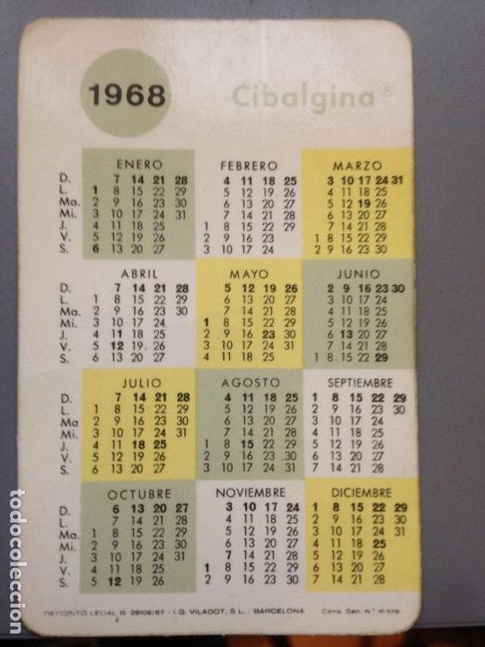Coleccionismo calendarios: CIBALGINA CALENDARIO 1968 -1969 - Foto 1