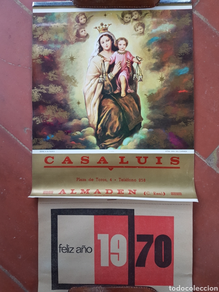Coleccionismo Calendarios: Calendario pared 1970 Casaluis Virgen del carmen Almaden Ciudad Real