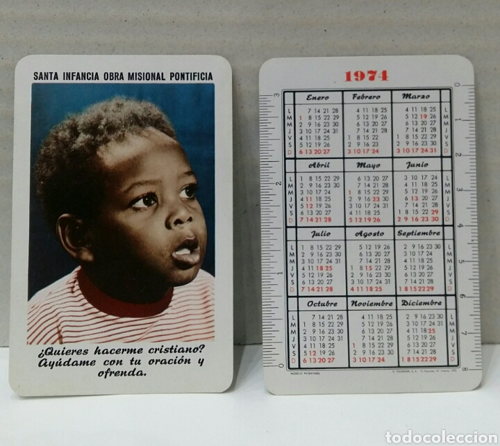 Coleccionismo calendarios: SANTA INFANCIA OBRA MISIONAL PONTIFICIA. CALENDARIO DE BOLSILLO. FOURNIER. 1974.