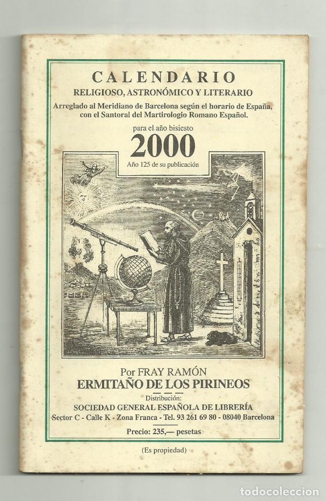Coleccionismo Calendarios: CALENDARIO - RELIGIOSO, ASTRONOMICO Y LITERARIO - FRAY RAMON / ERMITA&Ntilde;O DE LOS PIRINEOS 2000