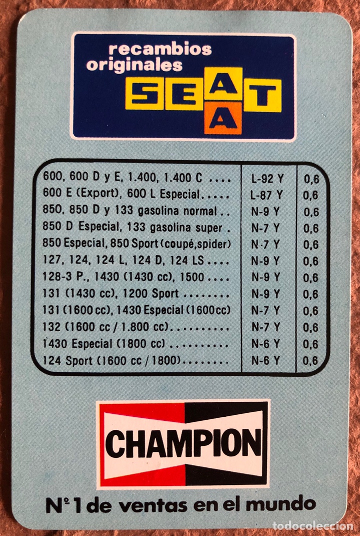 Coleccionismo calendarios: CHAMPION, RECAMBIOS ORIGINALES SEAT. CALENDARIO HERACLIO FOURNIER DE 1977.