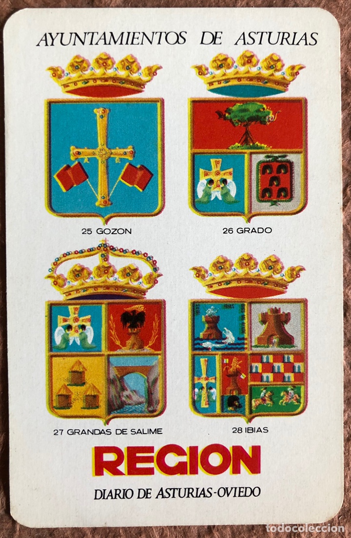 Colecionismo Calend&aacute;rios: REGI&Oacute;N (DIARIO ASTURIAS - OVIEDO). ALENDARIO HERACLIO FOURNIER DE 1972. AYUNTAMIENTOS DE ASTURIAS.