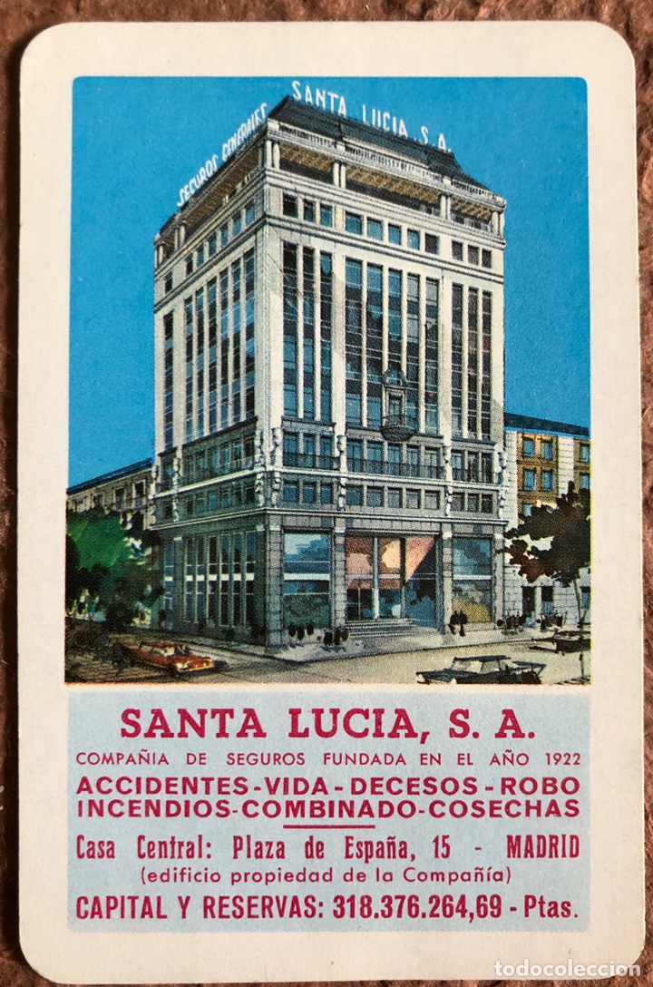 Coleccionismo calendarios: SEGUROS SANTA LUC&Iacute;A. CALENDARIO HERACLIO FOURNIER DE 1971.