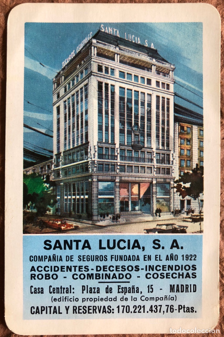 Sammeln von Kalendern: SANTA LUC&Iacute;A COMPA&Ntilde;&Iacute;A DE SEGUROS. CALENDARIO HERACLIO FOURNIER DE 1968.