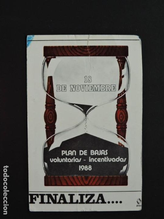 Coleccionismo Calendarios: Calendario bolsillo - PLAN DE BAJAS VOLUNTARIAS INCENTIVADAS - DAS RENAULT - A&ntilde;o 1989