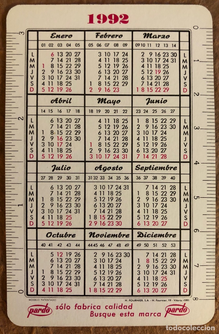 Sammeln von Kalendern: PARDO. CALENDARIO HERACLIO FOURNIER DE 1991 y 1992.