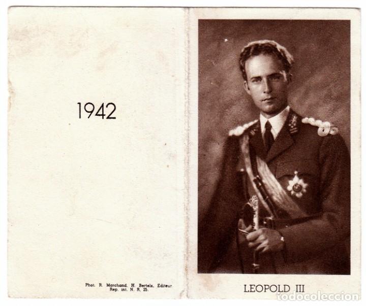 Coleccionismo Calendarios: Antiguo calendario. D&iacute;ptico. Monarca Rey Leopold III. A&ntilde;o 1942. Santoral. aa