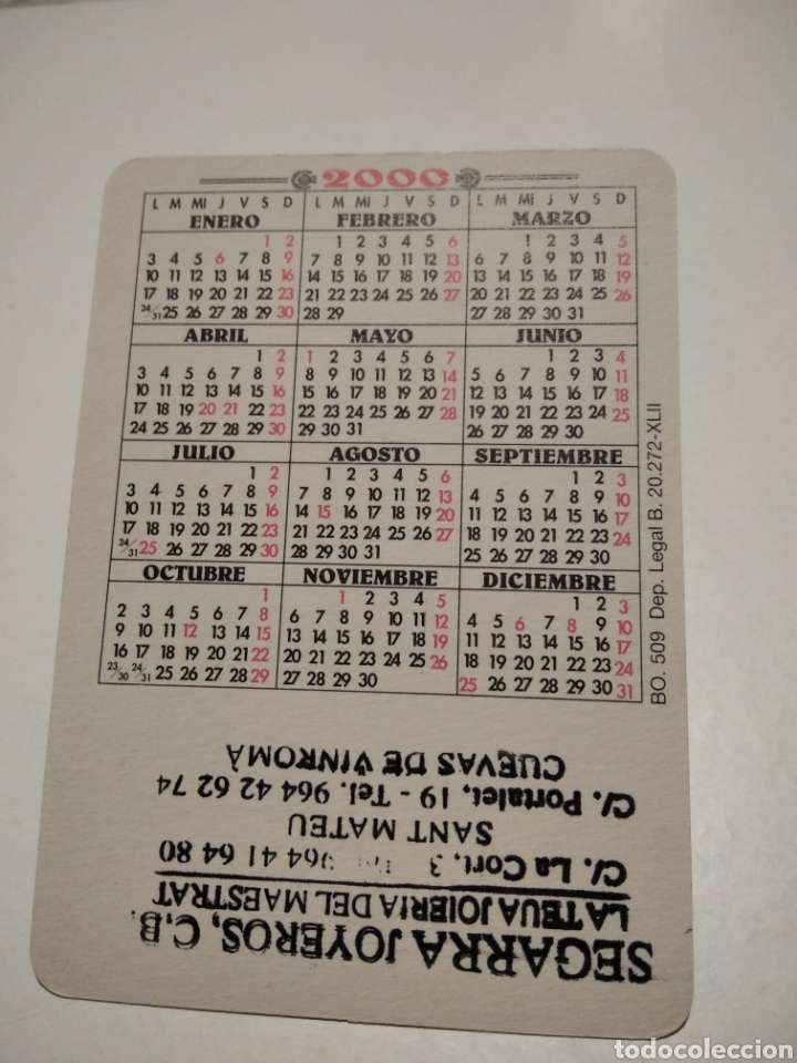 Coleccionismo Calendarios: Calendario chicas Segarra joyeros, cuevas de vinroma