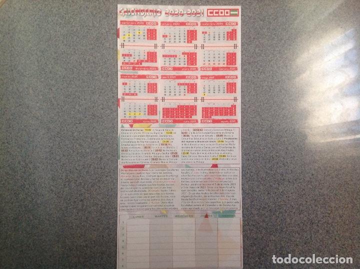Coleccionismo calendarios: Pegatina Calendario escolar en almeria Sindicato ccoo. A&ntilde;o 2020-21
