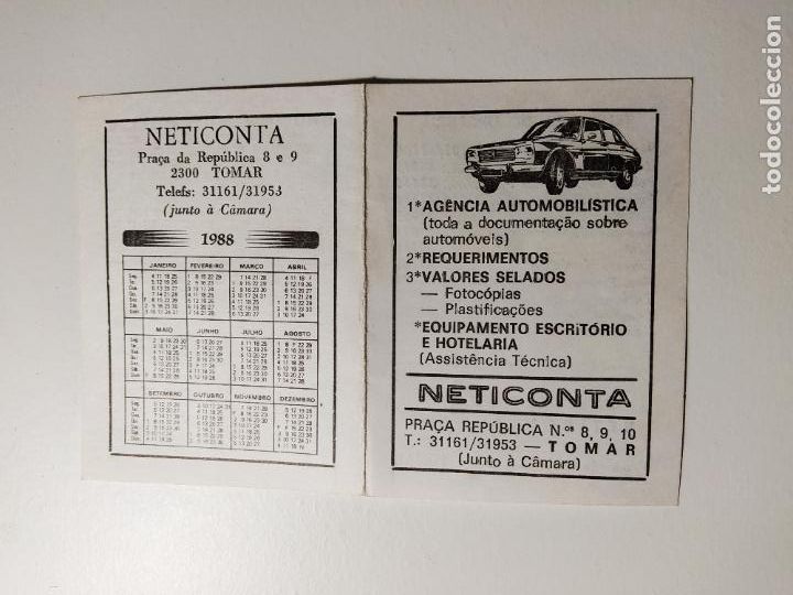 Colecionismo Calend&aacute;rios: CALENDARIO NETICONTA. TOMAR PORTUGAL. A&Ntilde;O 1988 TDKP16