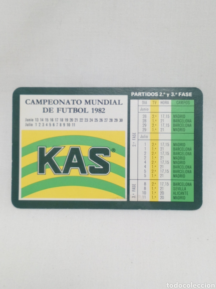 Coleccionismo calendarios: Calendario Campeonato Mundial de F&uacute;tbol 1982 publicidad Kas. Muy buen estado