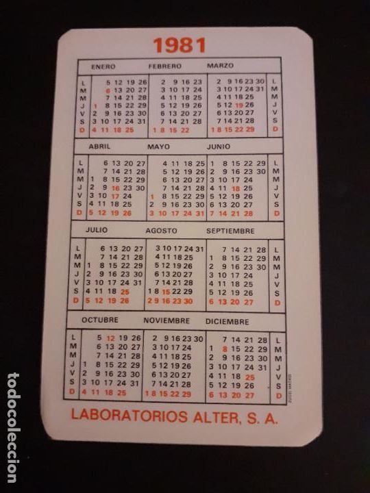 Coleccionismo calendarios: CALENDARIO DE BOLSILLO NUTRIBEN 1981 - Foto 2
